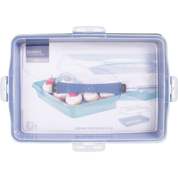 EXCELLENT HOUSEWARE Plastový servírovací tác s víkem 44 x 31 cm zelená KO-022000230zele