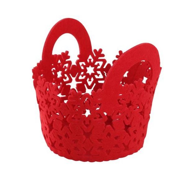 TORO KOŠÍK VÁNOČNÍ KULATÝ 15X15X14CM PLSTĚNÝ ČERVENÝ_hamashop
