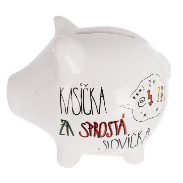 I Pokladnička ker. Sprostá slovíčka bílá 20x14x16,5 cm