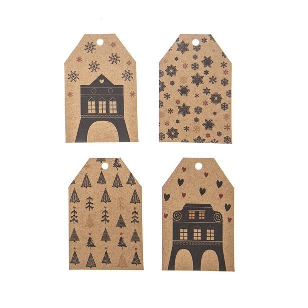 Visačky-jmenovky papír vánoční DOMKY 20 ks
