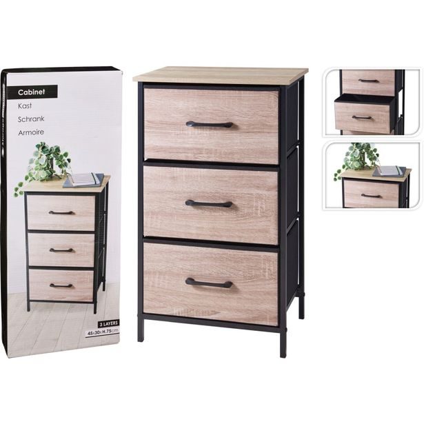 EXCELLENT HOUSEWARE Regál kovový se 3 zásuvkami 45 x 30 x 75 cm KO-BA3000020