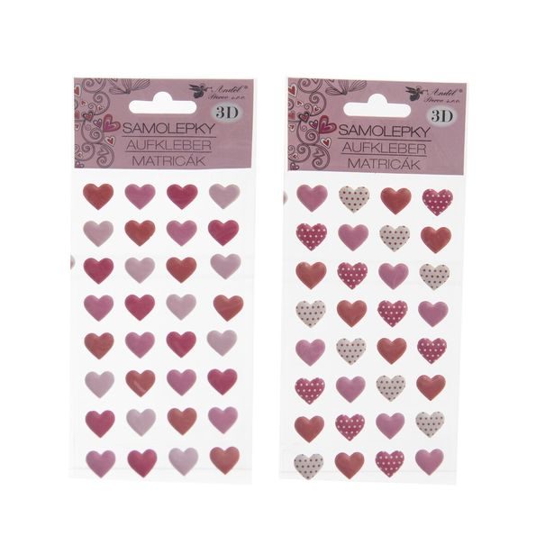 I Samolepky srdce 3D 32 ks 10x22 cm 2ASS