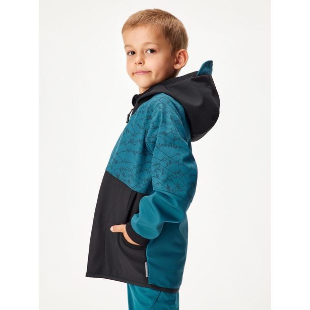 Unuo, Dětská softshellová bunda s fleecem Street, Kobaltová, Hory kluk