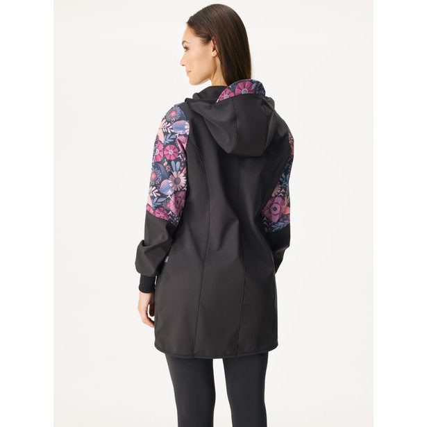 Unuo, Dámský softshellový kabát s fleecem Street, Černá, Kouzelné květiny