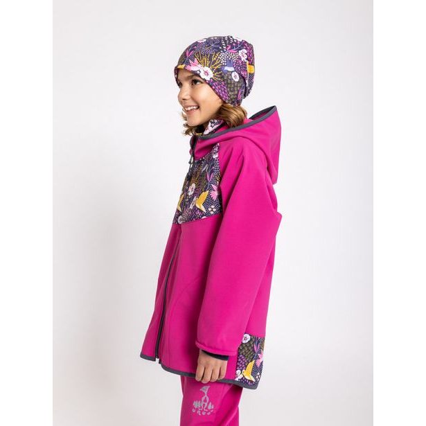 Unuo, Dětská softshellová bunda s fleecem, Fuchsiová, Kolibřík