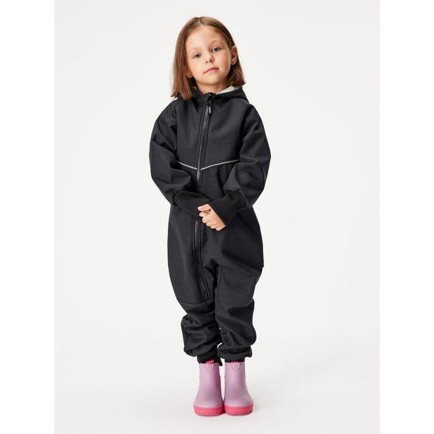 Unuo, Batolecí softshellová kombinéza s beránkem Mini, Černá Žíhaná