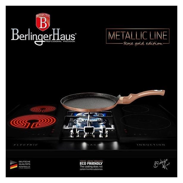 BERLINGERHAUS Pánev na palačinky s mramorovým povrchem 25 cm Rosegold Metallic Line BH-1523