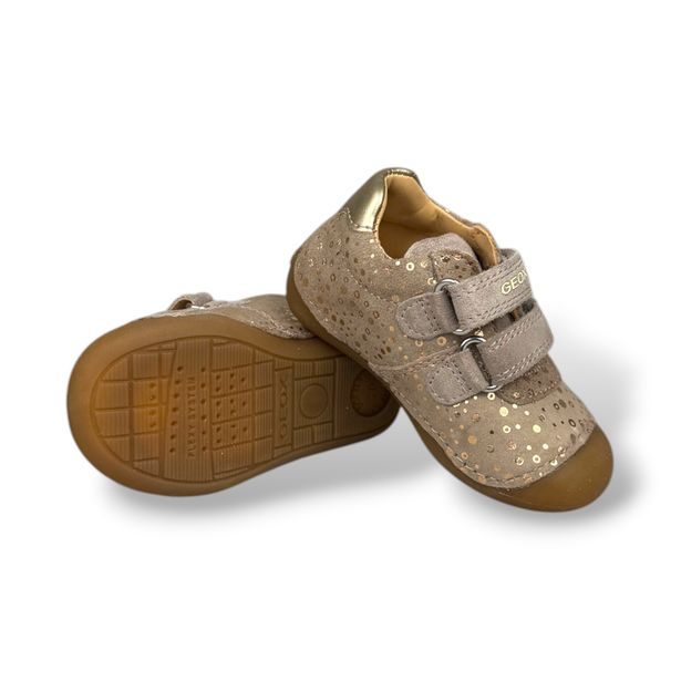 Béžové dívčí barefoot boty pro první kroky Geox Tutim