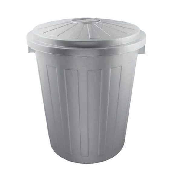 koš odp.50l POPELNICE stříbrná, d50x55 s víkem, plast