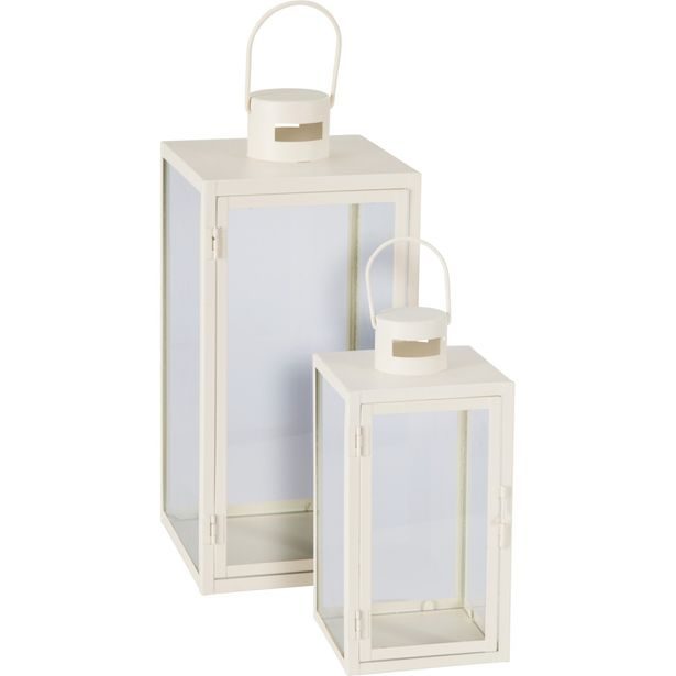 PROGARDEN Lucerna kovová sada 2 ks 18 / 14 cm bílá KO-NB1251570