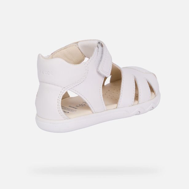 Bílé chlapecké barefoot sandály pro první kroky Geox Steppieup