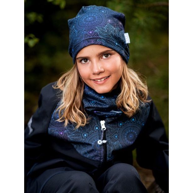 Unuo, Dětská čepice fleecová spadená, Temná mandala
