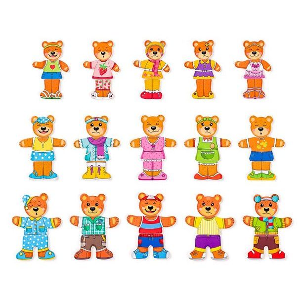 WOODY Šatní skříň - Oblékni si svou medvědí rodinku