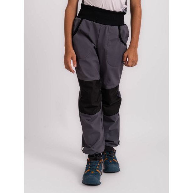 Unuo, Dětské softshellové kalhoty s fleecem Street Strong, Tm. Šedá