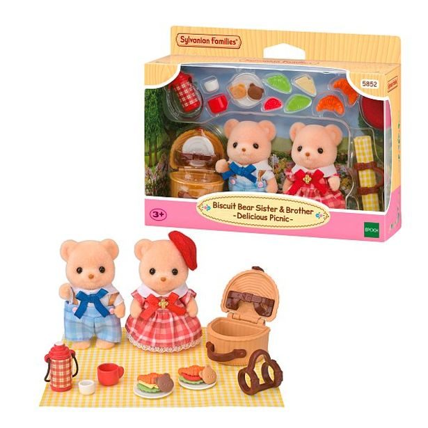 Sylvanian family Sušenkoví medvídci sestra a bratr na pikniku