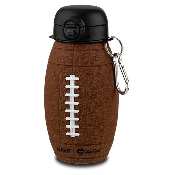 láhev 0,63l RUGBY míč, "WE CARE", nápitka+kryt, sport, silikon