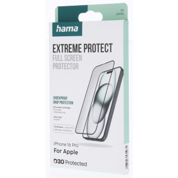 Hama Extreme Protect, ochranné sklo na displej pro Apple iPhone 16 Pro, licence D3O