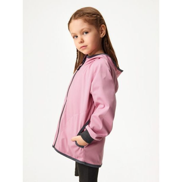 Unuo, Dětská softshellová bunda bez zateplení pružná Basic, Starorůžová