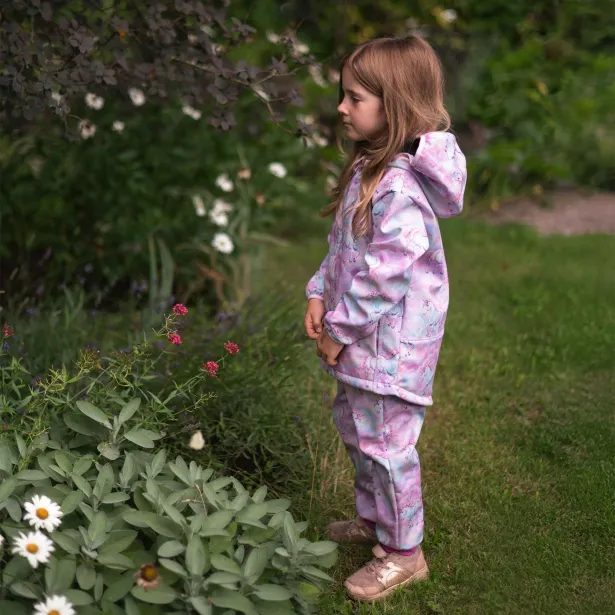 ESITO | Dětská softshellová bunda DUO Jednorožec - růžová / 86