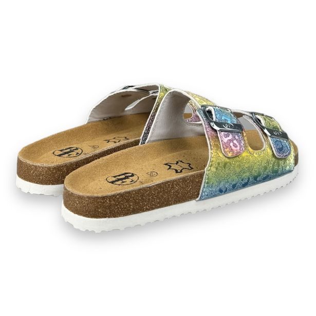 Dívčí kožené pantofle Best Feet - Rainbow