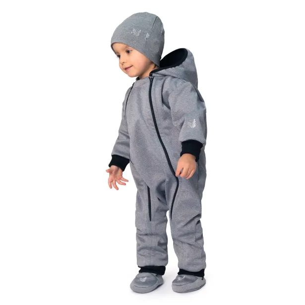 ESITO Rostoucí softshellová kombinéza s fleecem Šedý melír - šedá