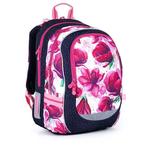 Dvoukomorový batoh s magnoliemi a barevnými tečkami Topgal CODA 21009 G