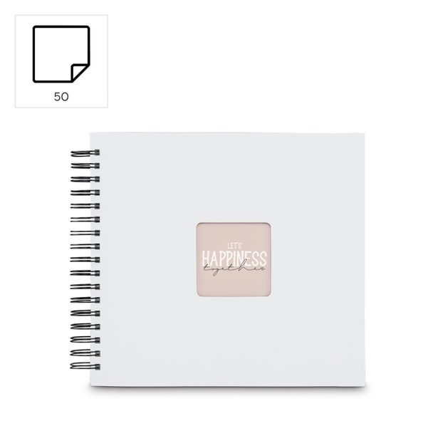 Hama album klasické spirálové FINE ART 28x24 cm, 50 stran, bílá, černé listy