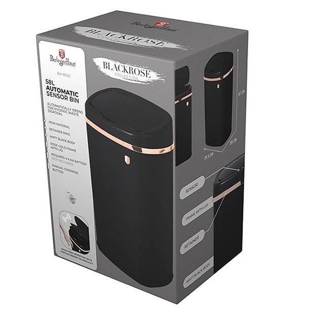 BERLINGERHAUS Koš odpadkový se senzorovým otvíráním 58 l Black Rose Collection BH-8542