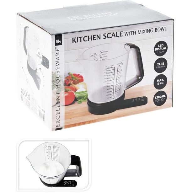 EXCELLENT HOUSEWARE Kuchyňská váha digitální s miskou 5 kg KO-103100060