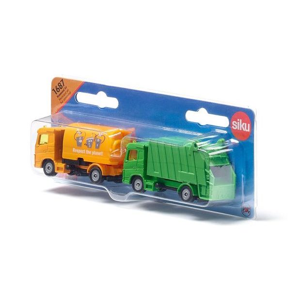 SIKU Blister - zametací a popelářský vůz, komunální set