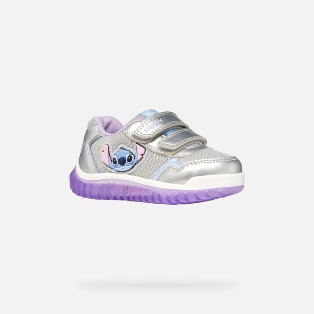 Stříbrné dívčí svítící tenisky Geox Lightyloo