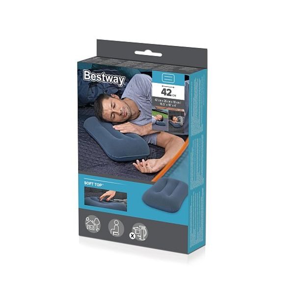 Semišový nafukovací polštář - mix 2 barvy, 42x26x10cm