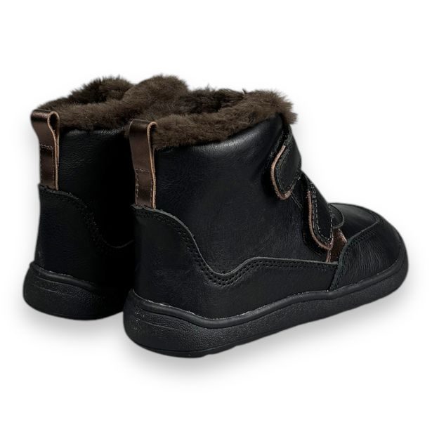 Barefoot zimní boty Protetika s kožíškem - Černé s bronzovými doplňky