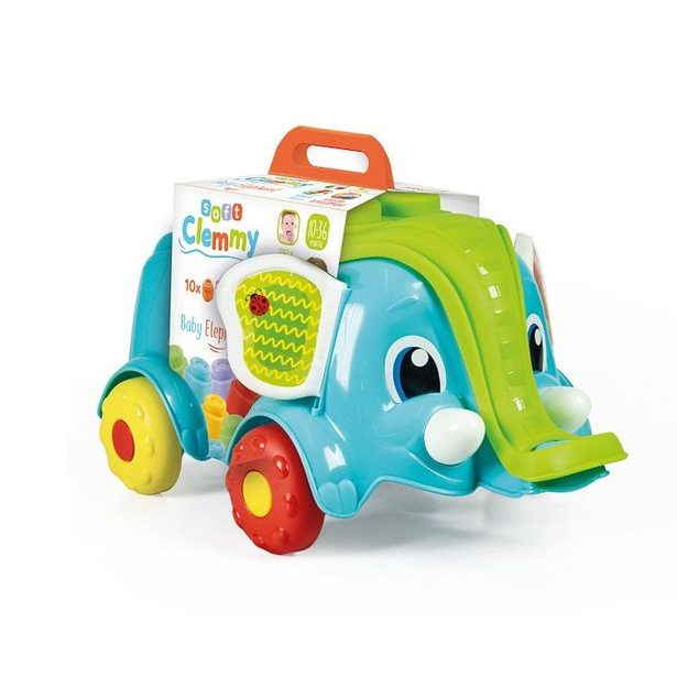 CLEMENTONI Clemmy baby - vozík slůně, 10 kostek