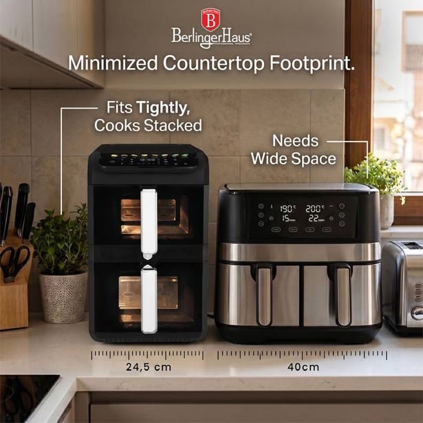 BERLINGERHAUS Horkovzdušná fritéza digitální dvojitá 4+6 l Matte Black Collection BH-9926