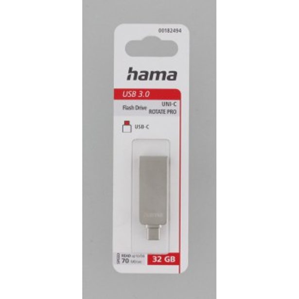 Hama USB flash disk Uni-C Rotate Pro, USB-C 3.1, 32 GB, 70 MB/s