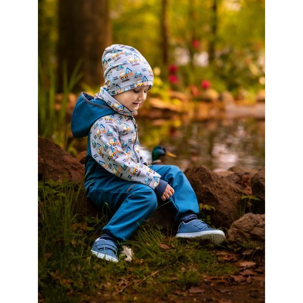 Unuo, Batolecí softshellová kombinéza s fleecem Mini, Kobaltová, Bagry