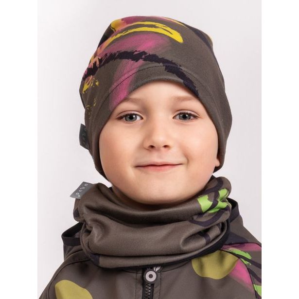 Unuo, Dětský nákrčník z fleecu Basic, Khaki, Fantazie