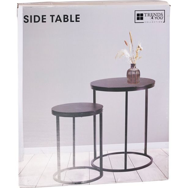 H & S COLLECTION Stolek odkládací kov/MDF černá/bílá KO-MB9000050