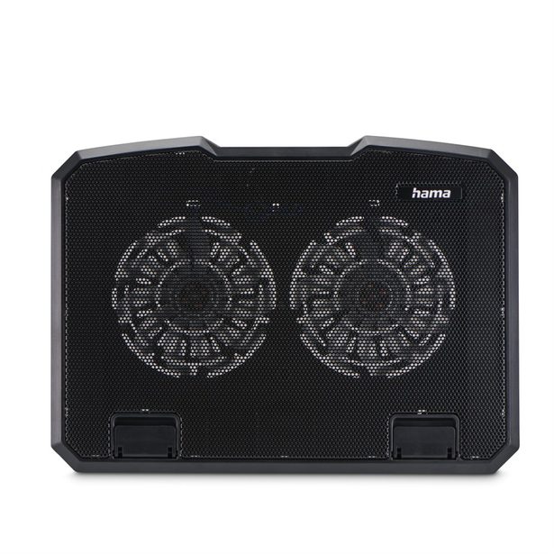 Hama chladicí stojan pro notebook Black Metal, 2 ventilátory, naklápěcí, modré podsvícení, tichý