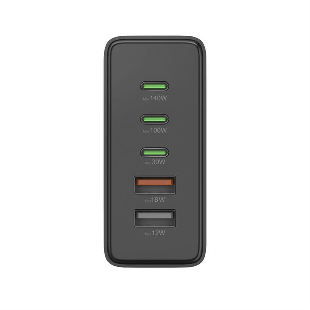 Hama USB nabíjecí stanice GaN, 3x USB-C PD, 2x USB-A (1x QC), 140 W
