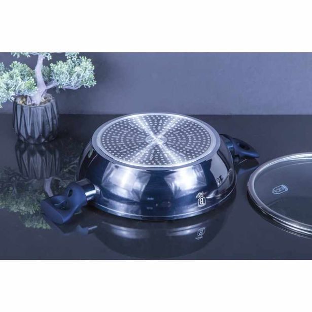 BERLINGERHAUS Pekáč kulatý s mramorovým povrchem a poklicí 28 cm Aquamarine Metallic Line BH-1877