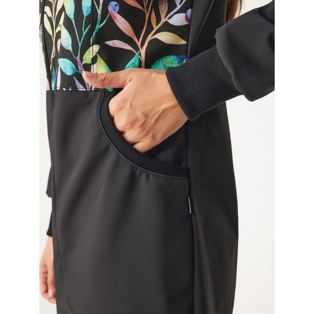 Unuo, Dámský softshellový kabát s fleecem, Černá, Podzimní bobule