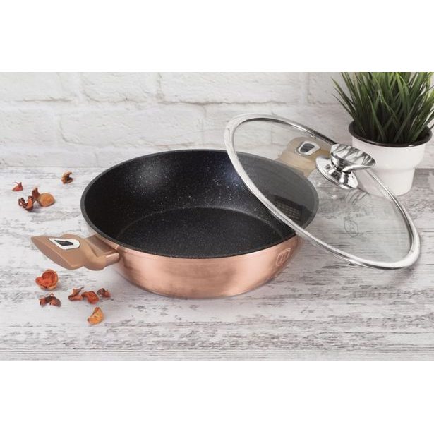 BERLINGERHAUS Pekáč kulatý s mramorovým povrchem a poklicí 28 cm Rosegold Metallic Line BH-1519