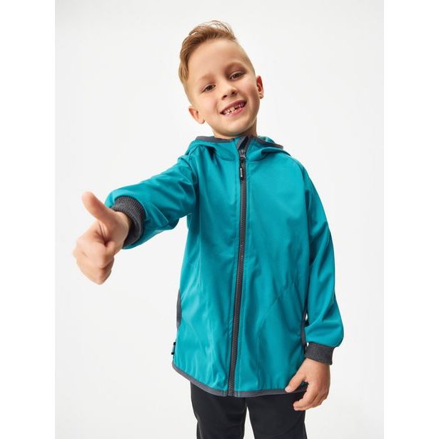 Unuo, Dětská softshellová bunda bez zateplení pružná Basic, Smaragdová