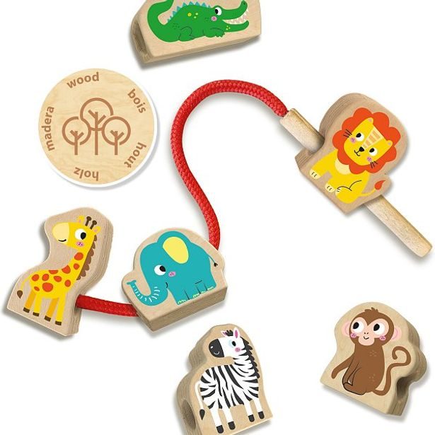 Moje první navlékání dřevěných korálků zvířátek