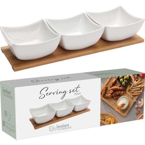 EXCELLENT HOUSEWARE Servírovací misky na dřevěném podnose sada 4 ks KO-210001440