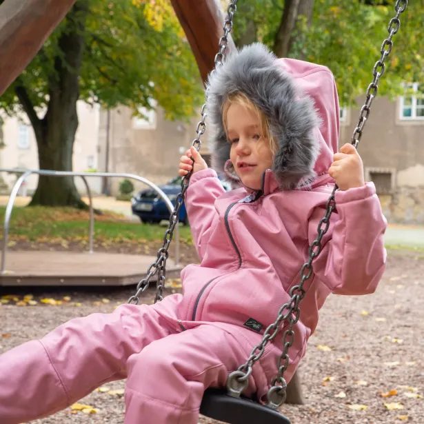 ESITO Dívčí zimní softshellový kabát s beránkem Antique pink