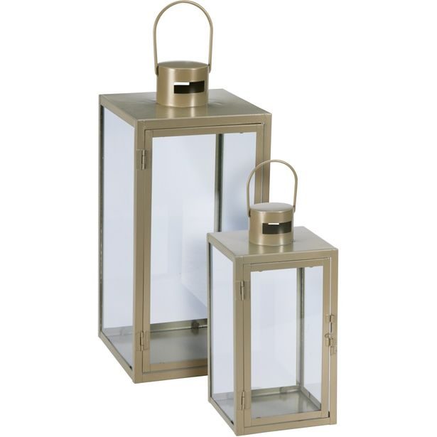 PROGARDEN Lucerna kovová sada 2 ks 18 / 14 cm zelená KO-NB1251580