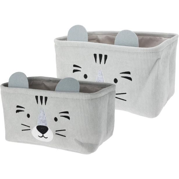HOMESTYLING Dětský úložný koš na prádlo i hračky kvádr sada 2 ks šedá KO-HZ1993160seda
